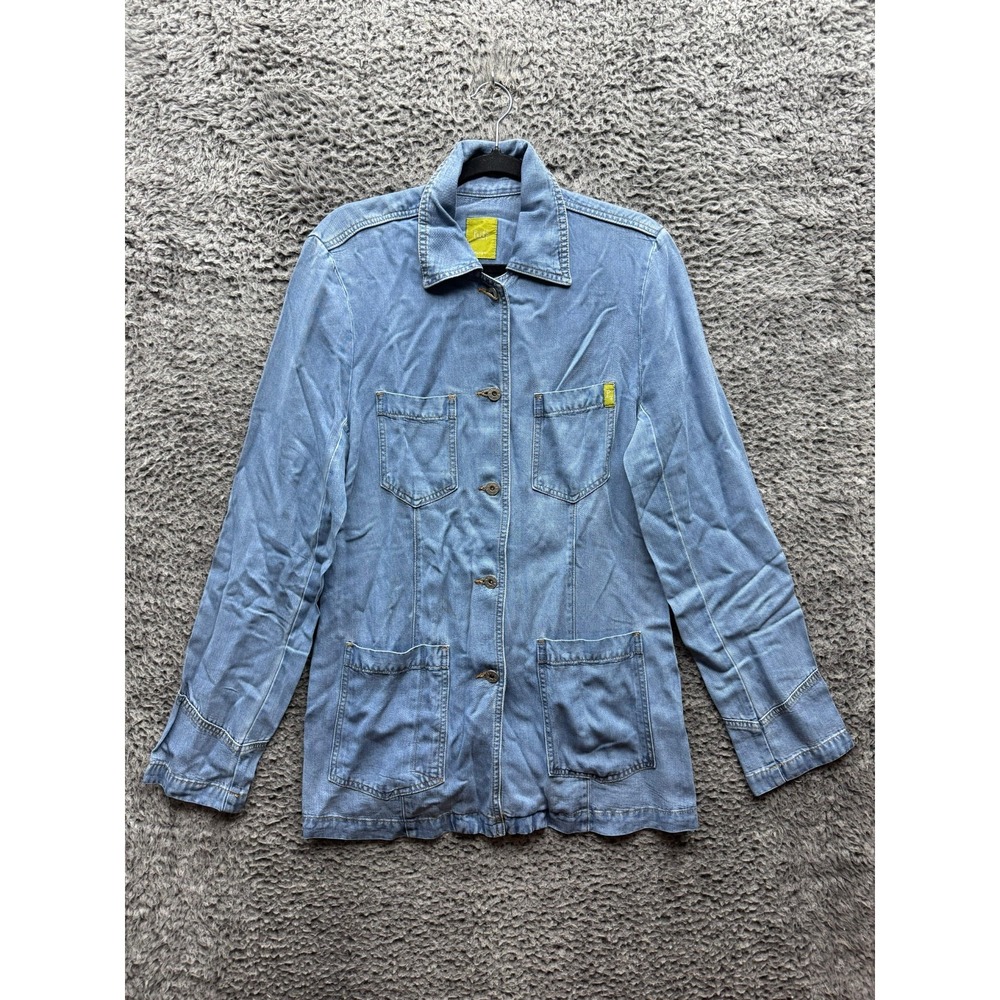 Vintage 90s Pulp Junlon Polynosic Denim Chore Coat Jacket‎ Blue Womens Size M/L